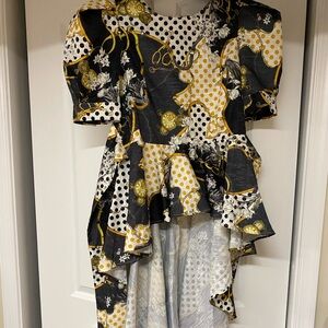 Floral and Polka Dot Ruffle Top